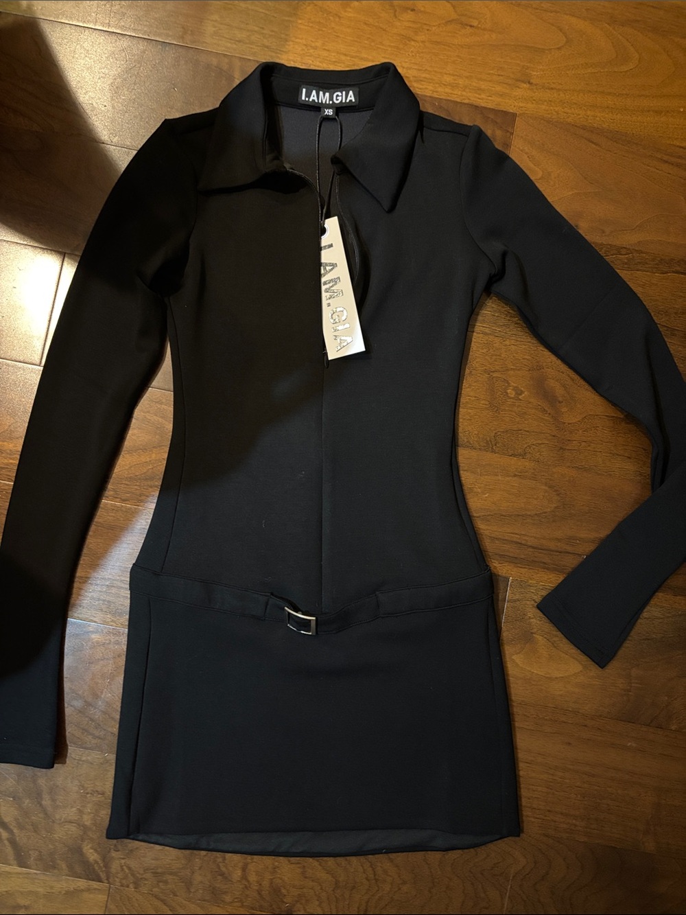 I.AM.GIA Black Long-Sleeve Mini Dress (extra small xs)